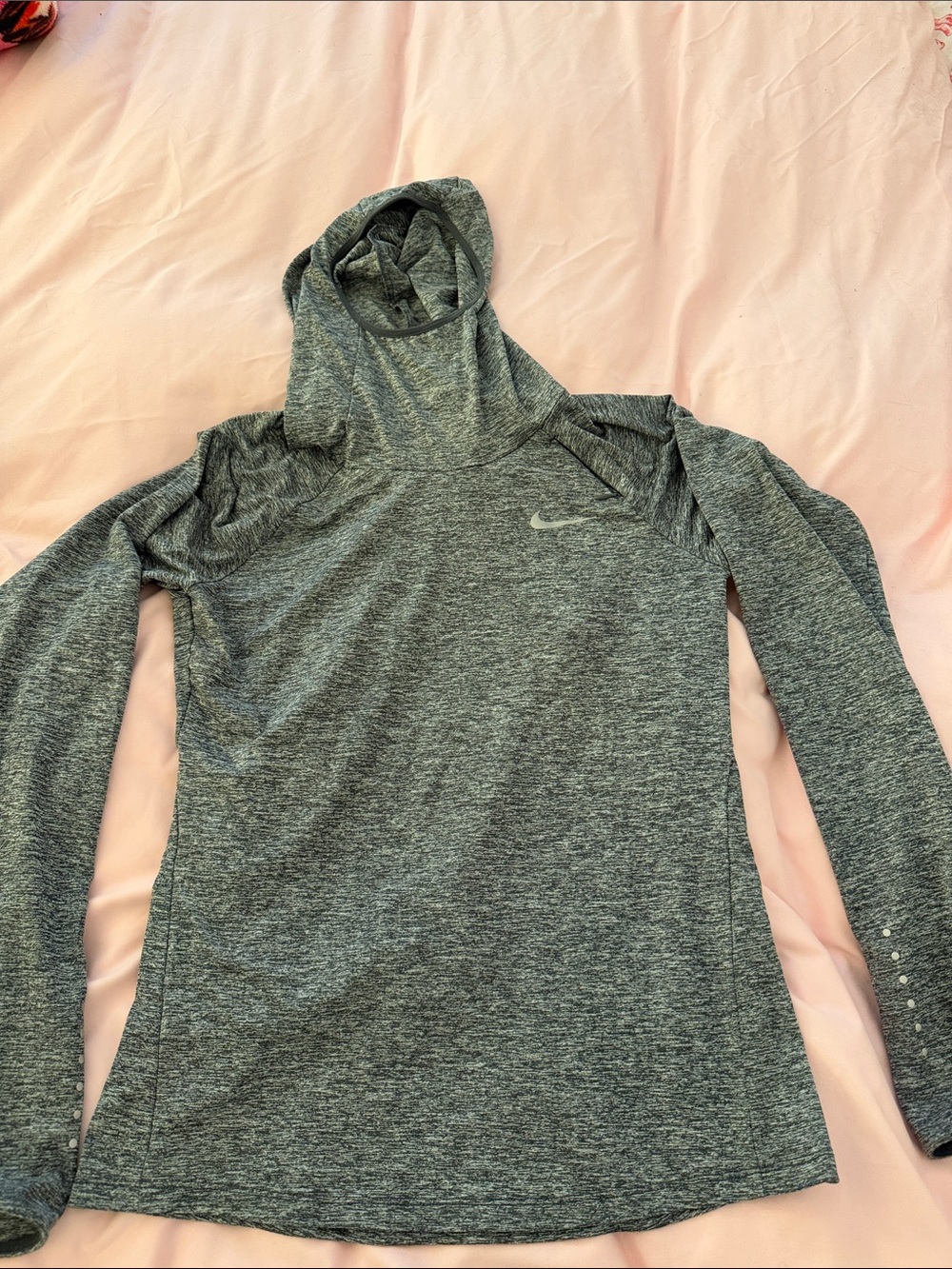 Nike Dri-Fit Running Women's Heather Gray Long-Sleeve Hooded Active Top